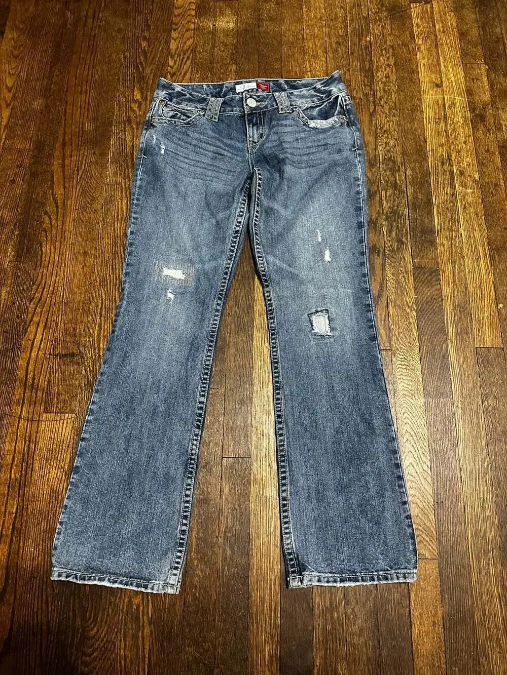 Y2K 90’s Aeropostale Chelsea Skinny Bootcut Distressed Denim Jeans Low Rise 9/10